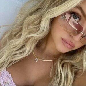 CHANEL 4017-D PINK SUNGLASSES CC Logo Crystals Vintage Y2K